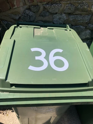 £0.99 • Buy 2 Wheelie Bin Numbers Stickers Self Adhesive Stick On. 15cm Tall