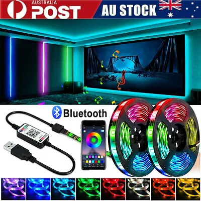 USB RGB LED Strip Lights 5M 10M 20M Christmas Light Bluetooth App TV Backlight • $8.95