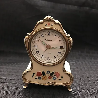 Tradition Western Germany Vintage Windup Musical Alarm Clock Flower Pattern  • $39.99