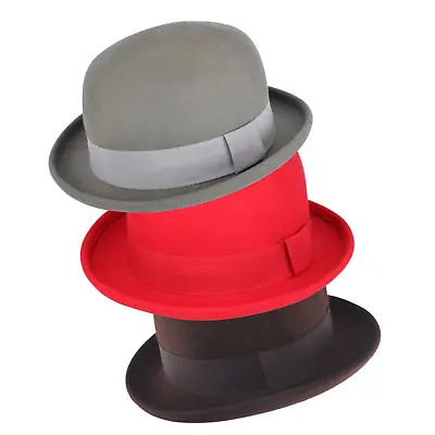 Mens Womens Wool Felt Crushable Bowler Hat With Satin Belt And Unique Casual • £18.49