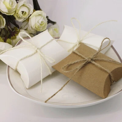 $2.94 • Buy 10Pcs Kraft Paper Pillow Twine Gift Storage Box Candy Boxes Wedding Party Favor