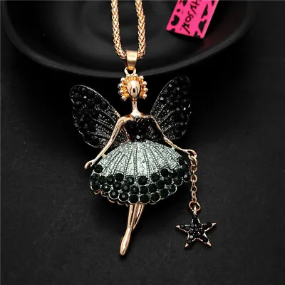 Fashion Women Beautiful Crystal Enamel Wishing Angel Fairy Pendant Necklace • $3.95