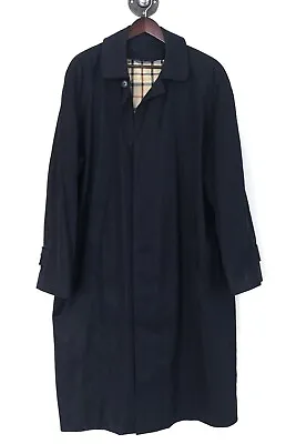 £143.70 • Buy Brooks Brothers Mens Covert Overcoat 44 Solid Navy Blue Cotton Coat W/O Liner