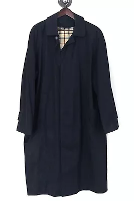 £143.70 • Buy Brooks Brothers Mens Covert Overcoat 44 Solid Navy Blue Cotton Coat W/O Liner