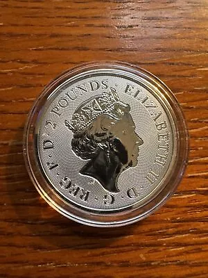 2019 Elizabeth II DG REG FD 2 Pounds 1oz. 999.9 Fine Silver Coin • $35