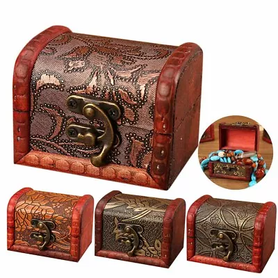 Vintage Wood Handmade Jewelry Box Small Ring Organizer Storage Jewelry Case Gift • $12.72