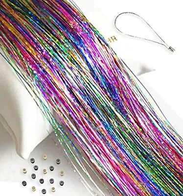 Hair Tinsel Strands Rainbow Glitter Feather Extensions Silk Tensil Fairy Hair • $11.99