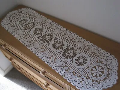 A NOTTINGHAM LACE  TABLE RUNNER.  12  X 45   TWO TONE COLOUR.   NEW. • £2.95