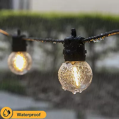 Solar String Lights Outdoor 20ft Patio Lights With 15 Shatterproof LED G50 Bulbs • $35.98