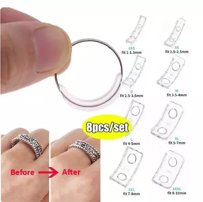 8 Sizes Silicone Invisible Clear Ring Size Resizer Loose Rings Reducer Ring Size • $10.76