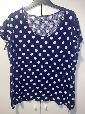 £1.20 • Buy Blue And White Polka Dot Womans Short Sleeved Top T Shirt Uk Size 22 George
