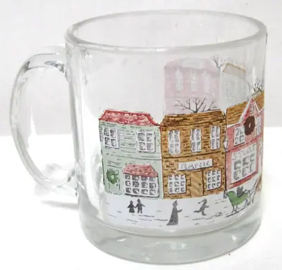 Libbey Winter Village Vintage Glass Mug Cup Christmas Holidays Snow Horses USA • $9.74