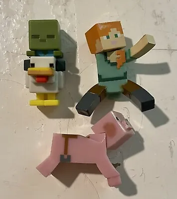 $7 • Buy Lego Minecraft Minifigures Alex Chicken Zombie Pig Lot Of 3