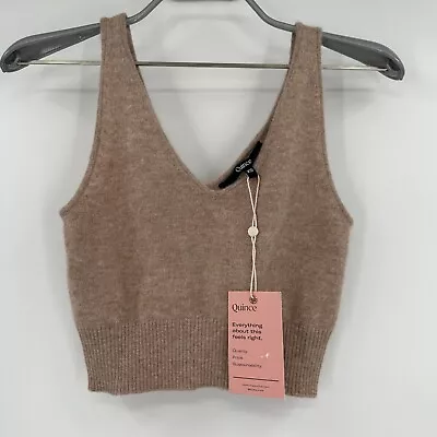 Quince Mongolian Cashmere Cropped Tank Sleeveless Top Sz XS Heathered Oatmeal • $34.95