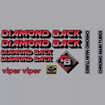 Diamond Back - 1984 VIPER - RED - On CLEAR Decal Set - Old School Bmx • $66