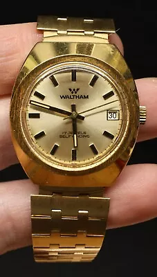 Vintage Waltham Self Winding 17 Jewel Gold Tone Men's Watch • $50