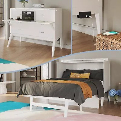 Northampton Full Murphy Bed Desk In White • $1761.34