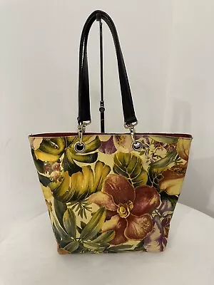 Maurizio Taiuti Floral Genuine Leather Satchel Tote Handbag Made In Italy • $24.99