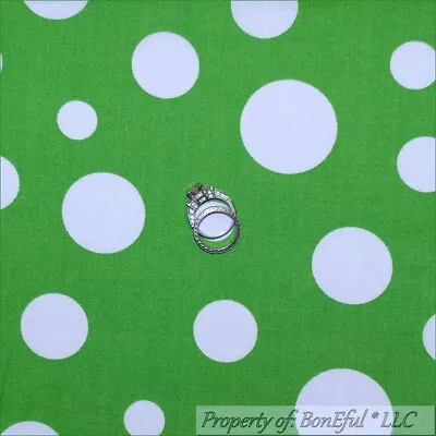 BonEful Fabric FQ Cotton Quilt Large Green White Polka Dot Irish St Patrick Day • $5.51