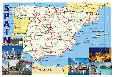 SPAIN Map Poster Wall Chart - A3 Size - Educational- Teaching - School Type • £4.54