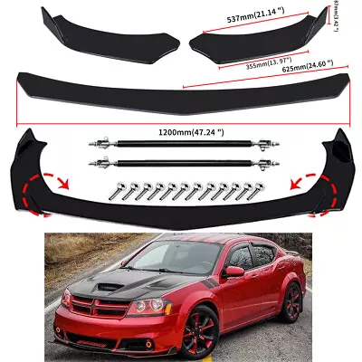 Glossy Black Front Bumper Lip Spoiler Splitter-Strut Rods For Dodge Avenger • $39.99