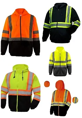 Hoodie Sweatshirt High Visibility  Reflective Construction Safety Work Fleece 🔥 • $39.99