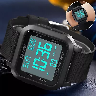 Waterproof Digital Sports Watch Military Tactical LED Backlight Wristwatch Men • $10.79