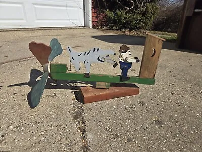 Vintage Farmer Kicked By Donkey Heading To Outhouse Whirligig Wind Spinner • $39