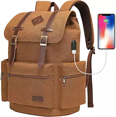 Modoker Mens Canvas Vintage Backpack For MenWomen Travel Laptop Backpack Fits  • $63.57