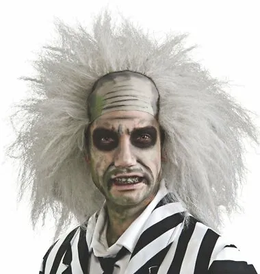 Beetlejuice Wig Costume Accessory Adult Gray White Bald Receding Keaton LICENSED • $18.95