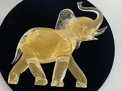 Large Rare ALESSANDRO BARBARO Murano Gold Fleck Art Glass Elephant ( Signed ) • $825