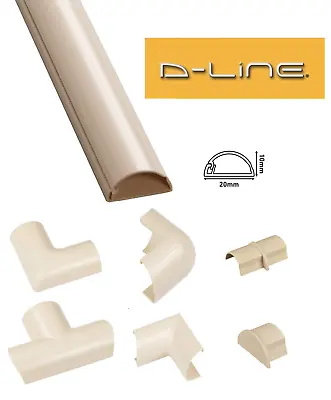 D-Line 20mm X 10mm Magnolia Cream Micro+ Trunking PVC Cable Management Hide • £2.29
