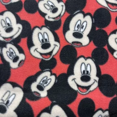 One Yard 9” Mickey Mouse Faces Disney Fleece Fabric For No Sew Tie Blanketetc.! • $7.75