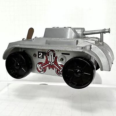 Vintage Marx Litho Army Tank Toy Wind Up Military Plastic & Tin Gun Metal Grey • $22.95