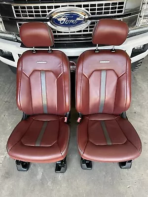 Ford F150 F250 F350 F450 Platinum Red Dark Marsala Leather Front Seats Oem • $2999