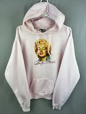 Marilyn Monroe Hoodie Womens XL Pink Face Graphic Pullover Drawstring Sweatshirt • $25.99