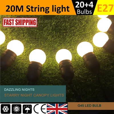 £59.99 • Buy 20 Meters Commercial Festoon LED String Lights Warm White Globe Bulbs Outdoor UK