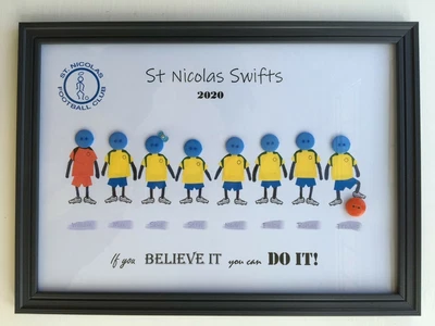 £20 • Buy Button Football Team Picture Black Frame Personalised Handmade A4 Wall Hanging
