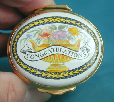 $29 • Buy Crummles & Co.  Congratulations  Enamel Porcelain Hinged Trinket Box - England