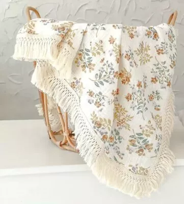 Floral Tassel Blanket Muslin Wrap Large • £14.99