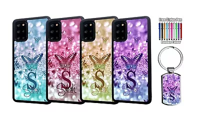 $15.39 • Buy PERSONALISED Glitter Butterfly Print Silicone Phone Case Samsung S23 + Keyring