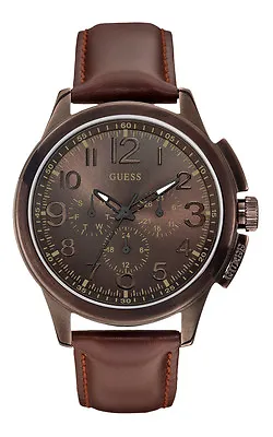 GUESS W0067G4 Watch Journey - Leather Band - Stainless Steel Casing Ion-Plated • £137.24