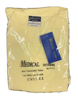 B.I.C.Medical Uniform Size L Light YellowNursing Scrub 2 Piece Outfit Unisex NEW • $15