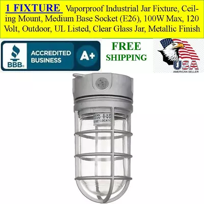 1 FIXTURE Vaporproof Industrial Light Ceiling Mount Fixture Indoor Outdoor UL • $37.95