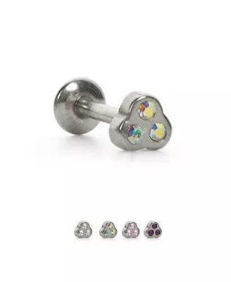 316L Surgical Steel Labret Nose Ring Stud Monroe 3 Stone CZ 7.5mm Post 18G • $12