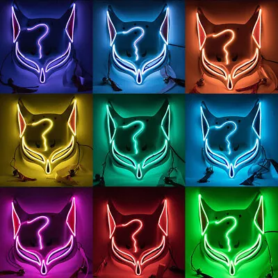 Halloween Light Up Face Kitsune Fox LED Mask Costume Rave Cosplay Party Masks AU • $25.99