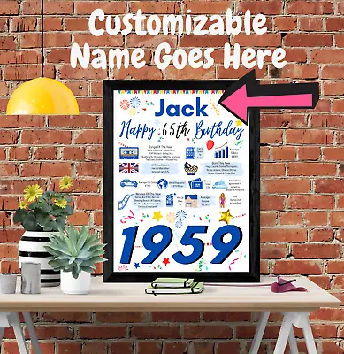 65th Birthday Poster Present Gift+ Personalised Name For Husband Dad Brother Him • £4.95