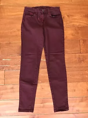 J Brand Super Skinny Jeans Ankle Denim Lava Maroon Sz 27 • $19.99