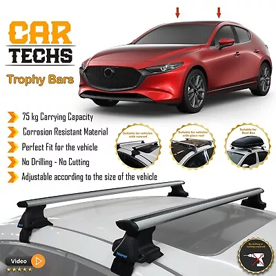 Fits Mazda 3 2004-2024  Smooth Top Roof Rack Cross Bar Carrier Rail Trophybars • $214