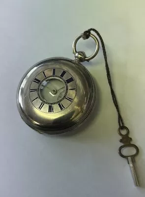 Antique Half Hunter Solid Silver Pocket Watch  VGC WORKING • £70